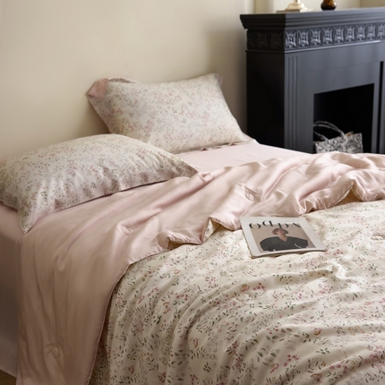 黛舒家居 2025新款天丝印花夏被四件套 吟禾暮