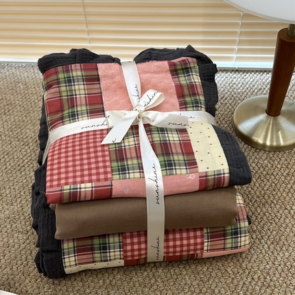 荣轩 2024新款全棉印花双层纱四件套 皱皱纱花边款 甜心生巧