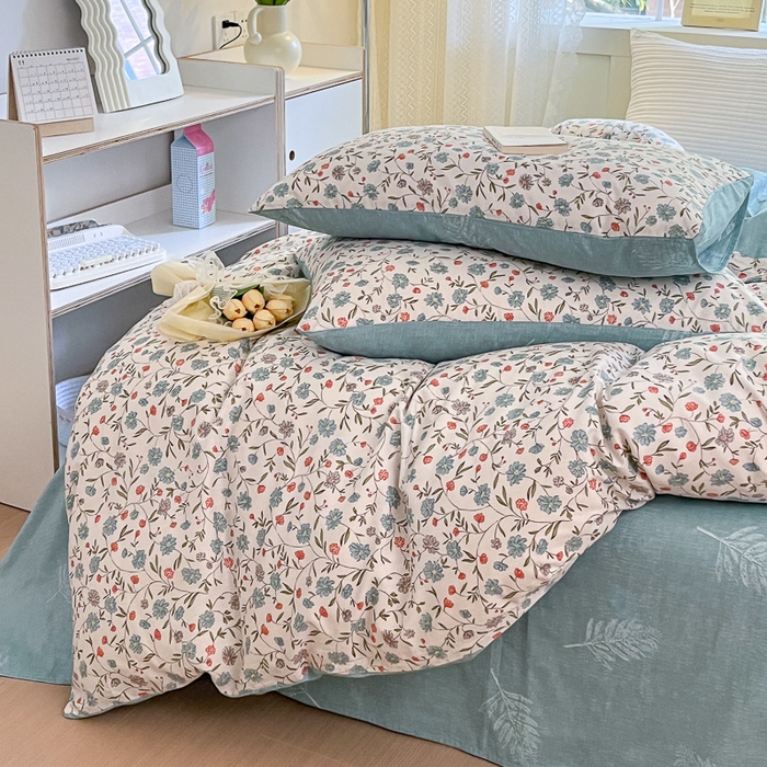 91家纺网 家纺一手货源 找家纺 清雅福 2025全棉13372小清新四件套和单被套早春系列第二批--四件套 西雅图