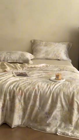 91家纺网 家纺一手货源 找家纺 黛舒家居 2025新款天丝印花夏被四件套 花漾情