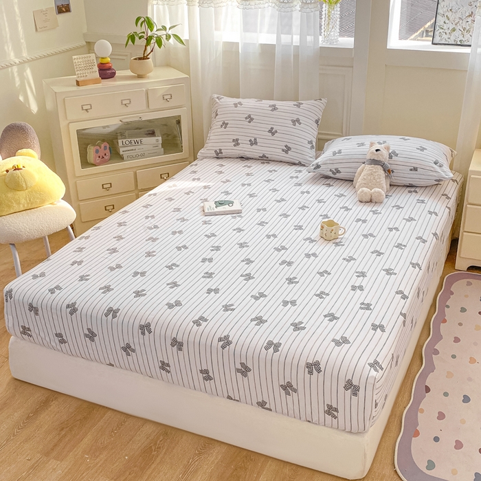 91家纺网 家纺一手货源 找家纺 芷凡家纺 2025新款水洗云朵棉印花床笠 蝴蝶梦