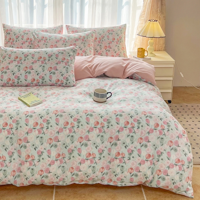 91家纺网 家纺一手货源 找家纺 麦瑞家纺 2025新款针织棉双层纱 1花田梦