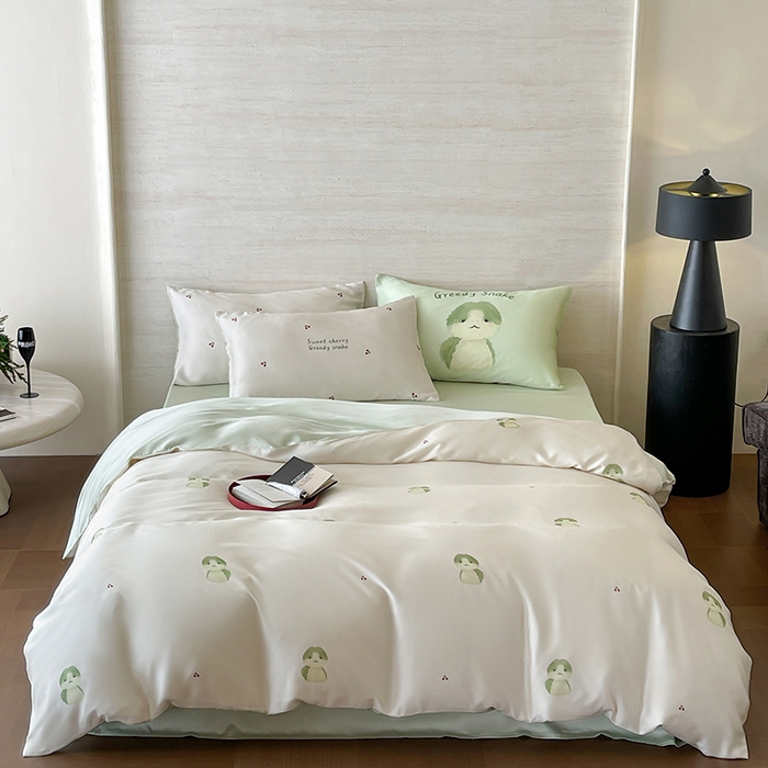 91家纺网 家纺一手货源 找家纺 （总）赫帛 2025新款60支天丝四件套-绿胖胖