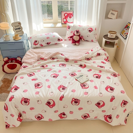 木堇家居 2025新款迪士尼凉感豆豆针织棉大豆夏被 经典草莓熊