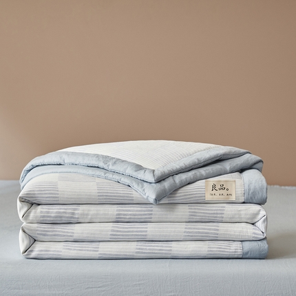 一加一 2025新款A类九宫格提花大豆夏被被子被芯 九宫格提花蓝