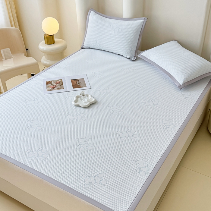 91家纺网 家纺一手货源 找家纺 小萌虎 2025新款冰豆豆凉席 凉席款 浅蓝