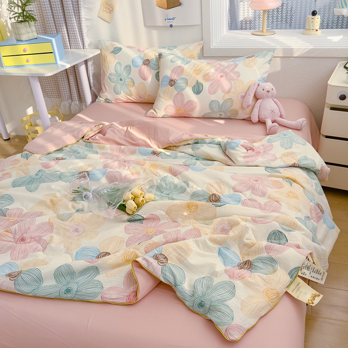 91家纺网 家纺一手货源 找家纺 老帅2025A类水洗双层纱夏被夏凉被空调被被芯直播爆款（有买家秀）花期