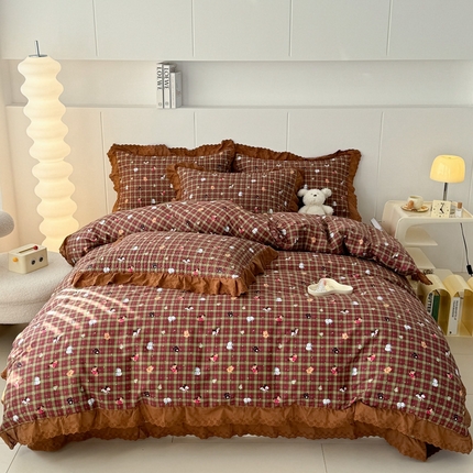 添越 2024新款纯棉砂洗床盖玛奇朵