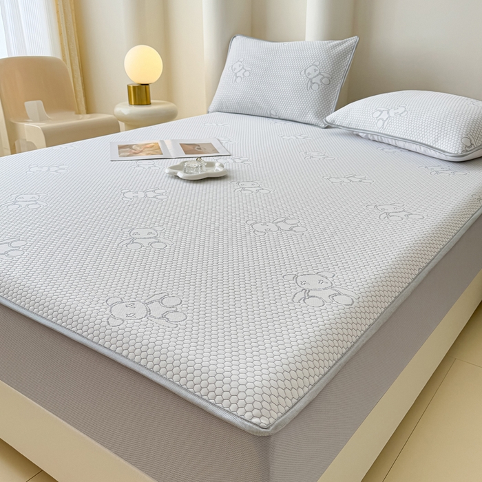 91家纺网 家纺一手货源 找家纺 小萌虎 2025新款冰豆豆凉席 床笠款 灰色