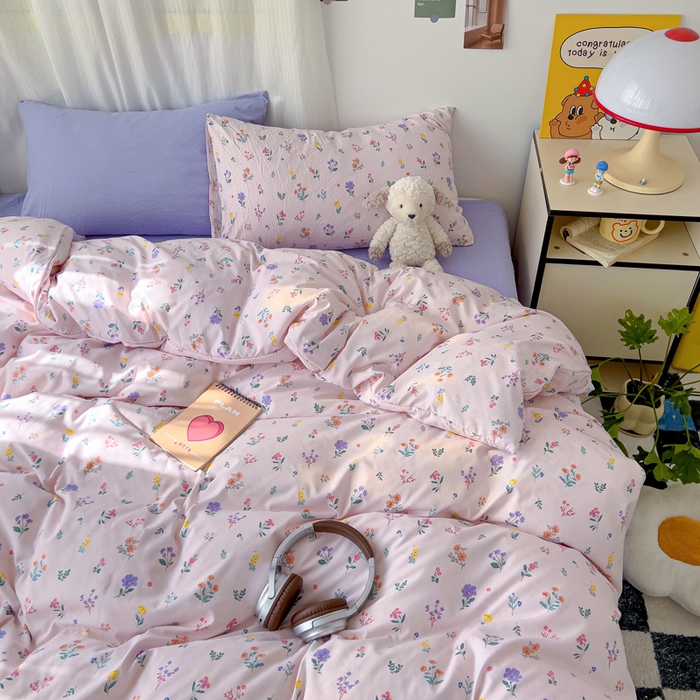 91家纺网 家纺一手货源 找家纺 仟人梦 2025新款水洗棉印花四件套 香奈花语