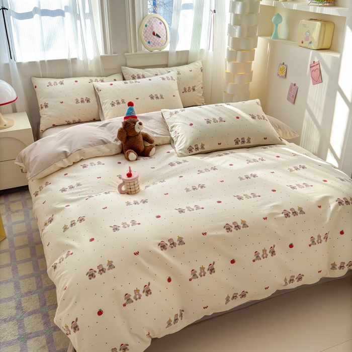 91家纺网 家纺一手货源 找家纺 清雅福 2025全棉13372小清新四件套和单被套早春系列第二批--四件套 小美满