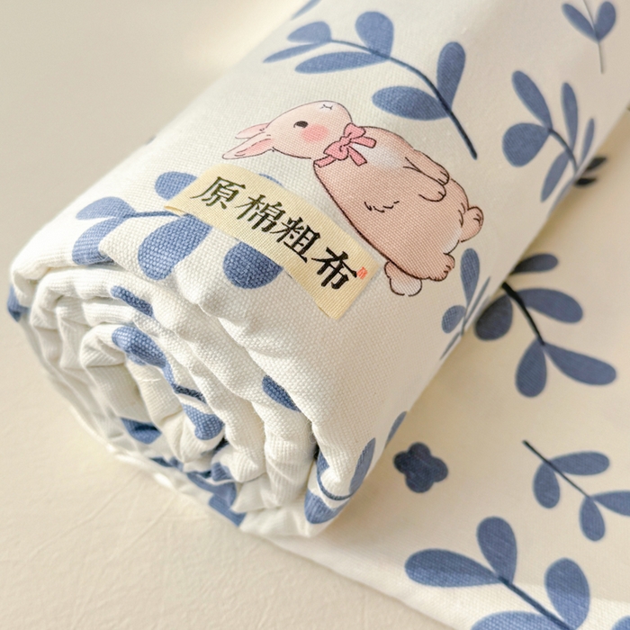 91家纺网 家纺一手货源 找家纺 眠博士2025新款全棉老粗布枕套 老粗布枕套-绿叶兔