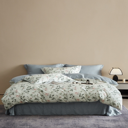 91家纺网 家纺一手货源 找家纺 顾家家居 2025新款莱塞尔数码印花四件套 幽兰