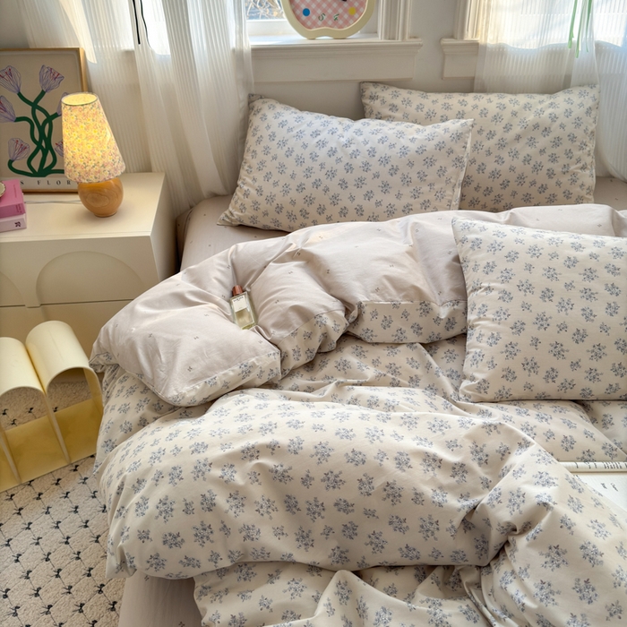 91家纺网 家纺一手货源 找家纺 清雅福 2025全棉13372小清新四件套和单被套早春系列第二批--四件套 芭莎夫人