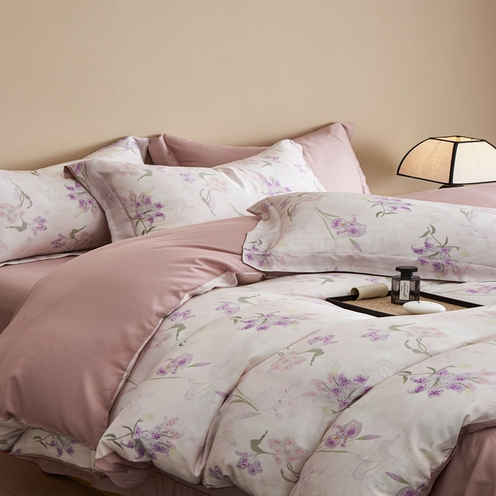 91家纺网 家纺一手货源 找家纺 顾家家居 2025新款莱塞尔数码印花四件套 茹伊