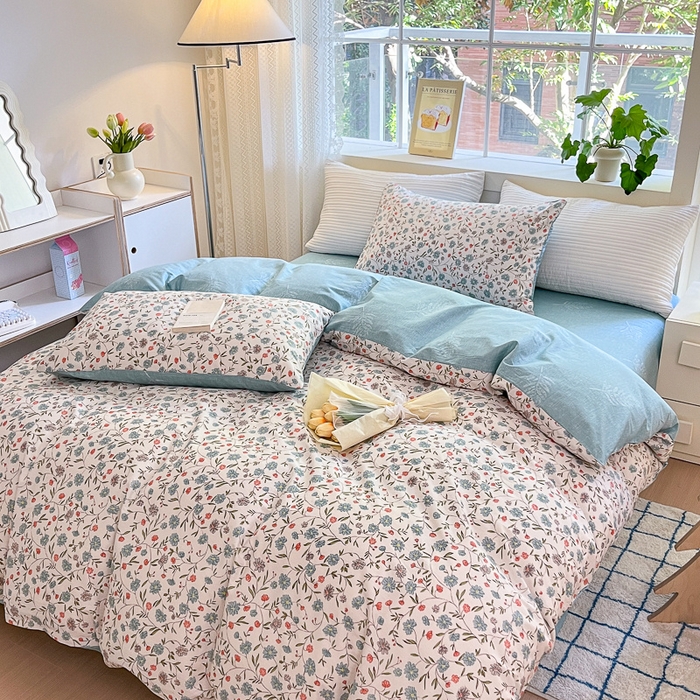 91家纺网 家纺一手货源 找家纺 清雅福 2025全棉13372小清新四件套和单被套早春系列第二批--单枕套 西雅图