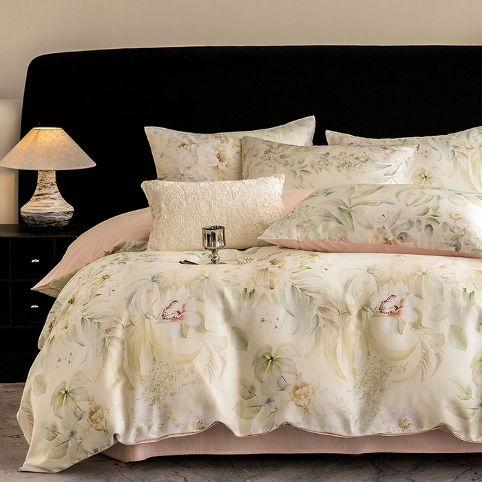 91家纺网 家纺一手货源 找家纺 立奥被业 2025新款60S数码印花四件套四件套 云馥-绿