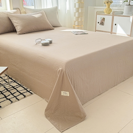 91家纺网 家纺一手货源 找家纺 眠博士2025新款全棉双层纱床单 双层纱床单-暮色咖