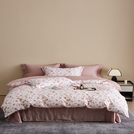 91家纺网 家纺一手货源 找家纺 顾家家居 2025新款莱塞尔数码印花四件套 夜茉莉