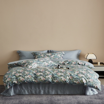 顾家家居 2025新款莱塞尔数码印花四件套 遥花