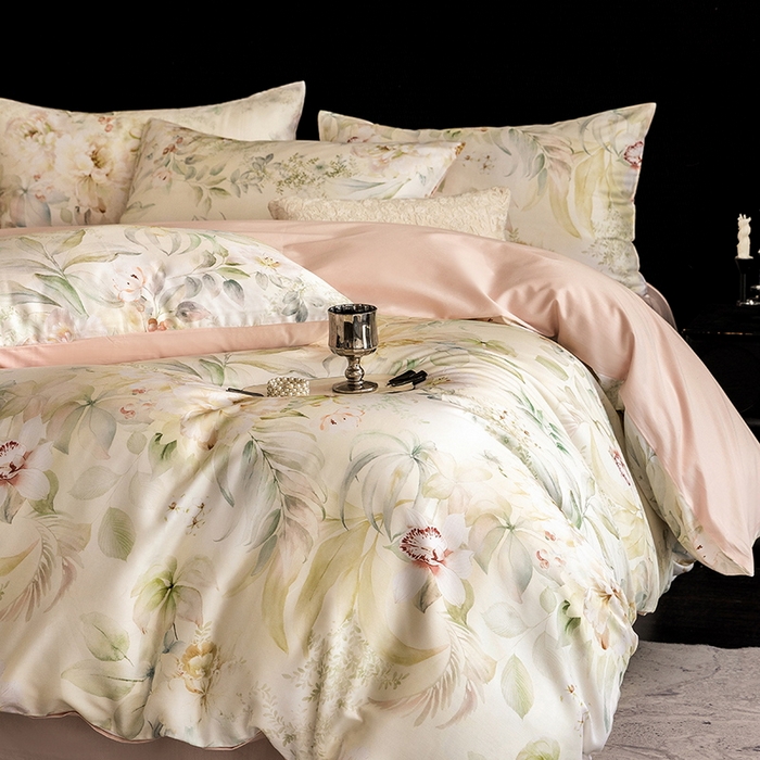 91家纺网 家纺一手货源 找家纺 立奥被业 2025新款60S数码印花四件套四件套 云馥-绿