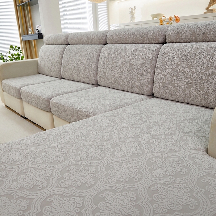 91家纺网 家纺一手货源 找家纺 逐日沙发套 2025提花沙发笠-欧艺 浅灰