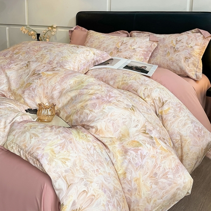 帛美家纺 2025新款40S莱赛尔天丝棉数码印花四件套 金盏花田