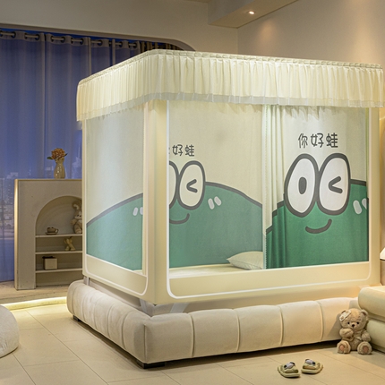 91家纺网 家纺一手货源 找家纺 （总）飞轮海蚊帐 2025新款三开门方顶花边防摔遮光蚊帐-Z39