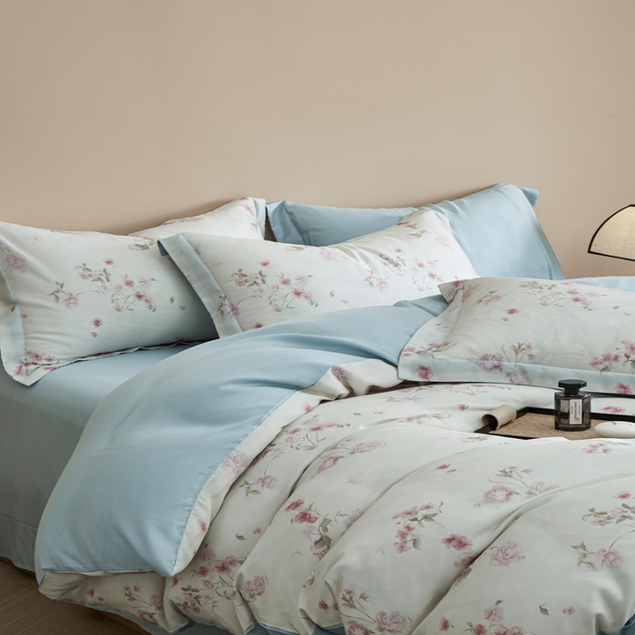 91家纺网 家纺一手货源 找家纺 顾家家居 2026新款莱塞尔数码印花四件套 捻绣