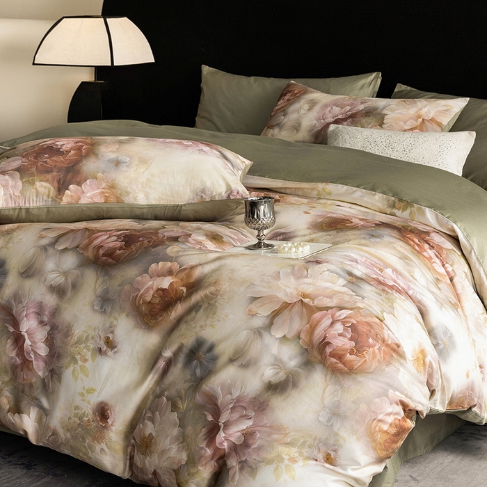 91家纺网 家纺一手货源 找家纺 立奥被业 2025新款60S数码印花四件套四件套 木兰绿