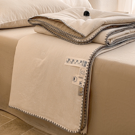 91家纺网 家纺一手货源 找家纺 （总）一加一 2025新款A类母婴级全棉双层纱牛奶蛋白夏被四件套