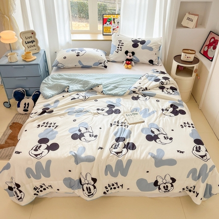 木堇家居 2025新款迪士尼凉感豆豆针织棉大豆夏被 字母米奇