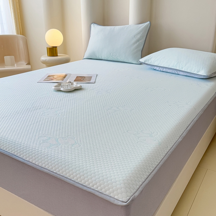 91家纺网 家纺一手货源 找家纺 小萌虎 2025新款冰豆豆凉席 床笠款 深蓝