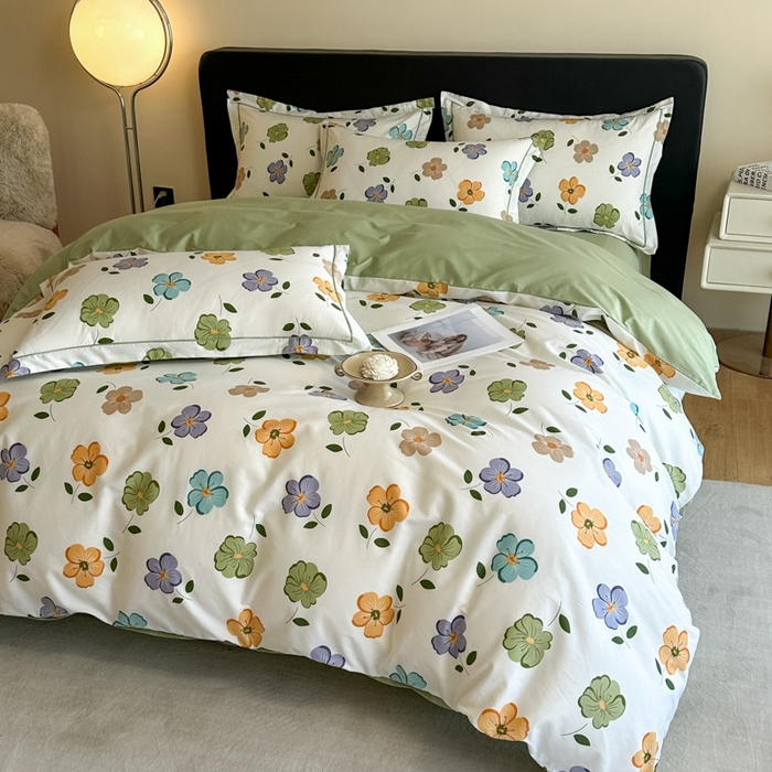 91家纺网 家纺一手货源 找家纺 格里芬家纺 2025新款全棉四件套13376纯棉印花四件套 心随花开