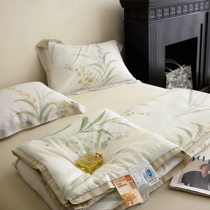 91家纺网 家纺一手货源 找家纺 黛舒家居 2025新款天丝印花夏被四件套 寻春色