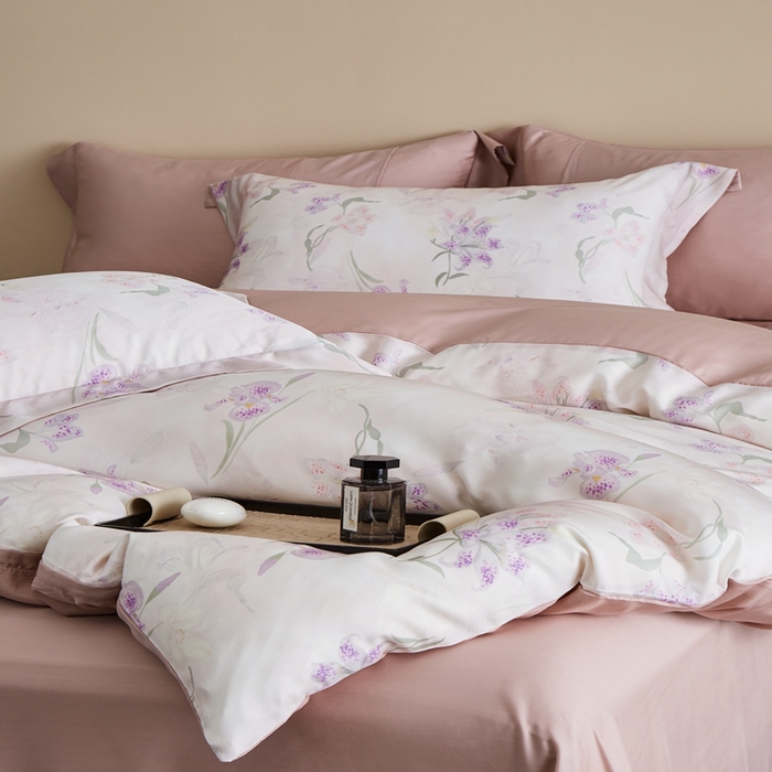 91家纺网 家纺一手货源 找家纺 顾家家居 2025新款莱塞尔数码印花四件套 茹伊