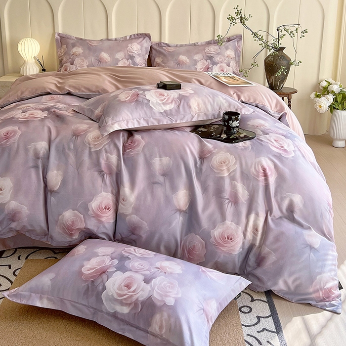 91家纺网 家纺一手货源 找家纺 梧桐树 2025新款100%全棉60S长绒棉套件 S30韵彩-紫