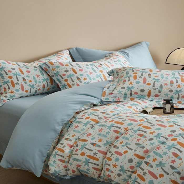 91家纺网 家纺一手货源 找家纺 顾家家居 2025新款莱塞尔数码印花四件套 慕夏