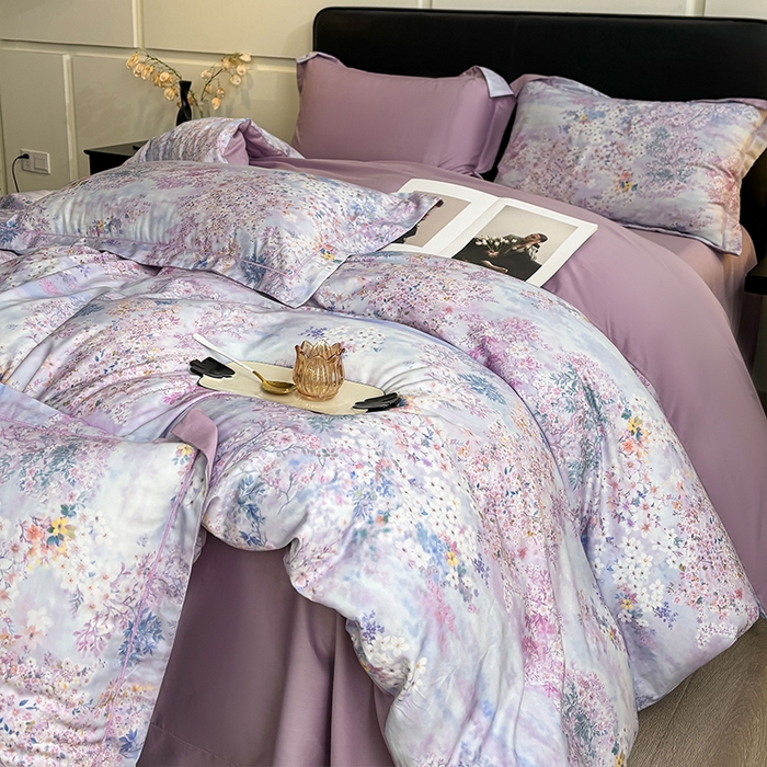 91家纺网 家纺一手货源 找家纺 帛美家纺 2025新款40S莱赛尔天丝棉数码印花四件套 花海恋人-