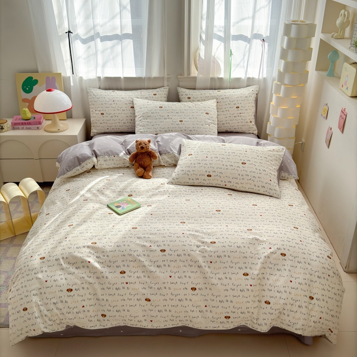 91家纺网 家纺一手货源 找家纺 清雅福 2025全棉13372小清新四件套和单被套早春系列第二批--单枕套 甜心奶泡