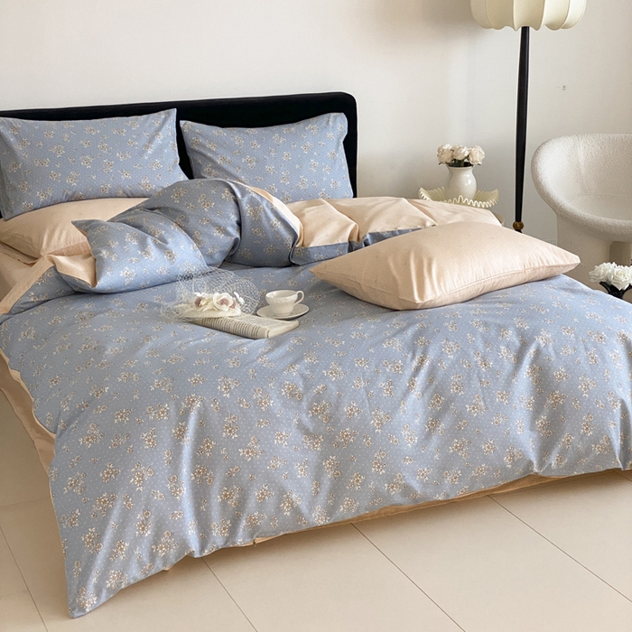 91家纺网 家纺一手货源 找家纺 帅露 2025开春新品全棉喷气13070小清新印花纯棉全棉四件套 辞优