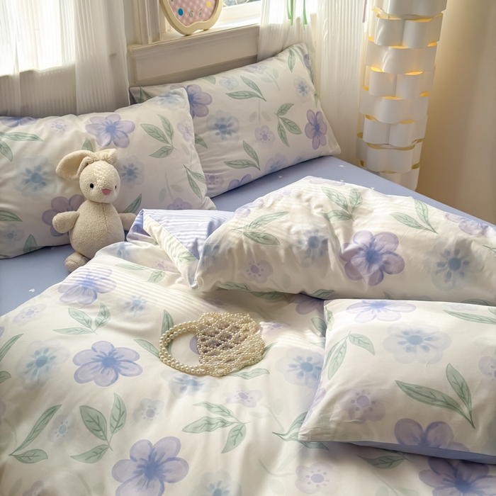 91家纺网 家纺一手货源 找家纺 清雅福 2025全棉13372小清新四件套和单被套早春系列第二批--单被套 玺园