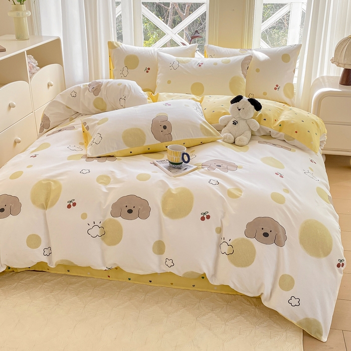 91家纺网 家纺一手货源 找家纺 帅露家纺 2025开春新品全棉喷气13070小清新印花纯棉全棉四件套 海盐幻想