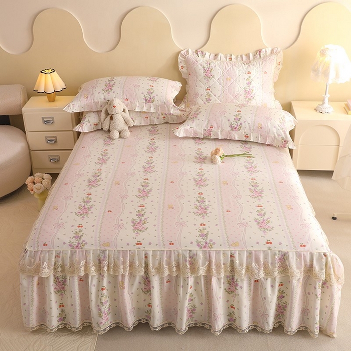 91家纺网 家纺一手货源 找家纺 美达家纺 2025新款全棉印花单床裙 少女心结