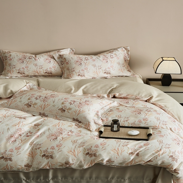 91家纺网 家纺一手货源 找家纺 顾家家居 2026新款莱塞尔数码印花四件套 蒙田