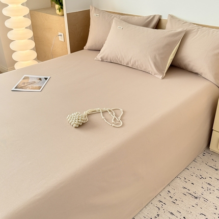 91家纺网 家纺一手货源 找家纺 眠博士2025新款全棉老粗布床单 老粗布床单-月光咖