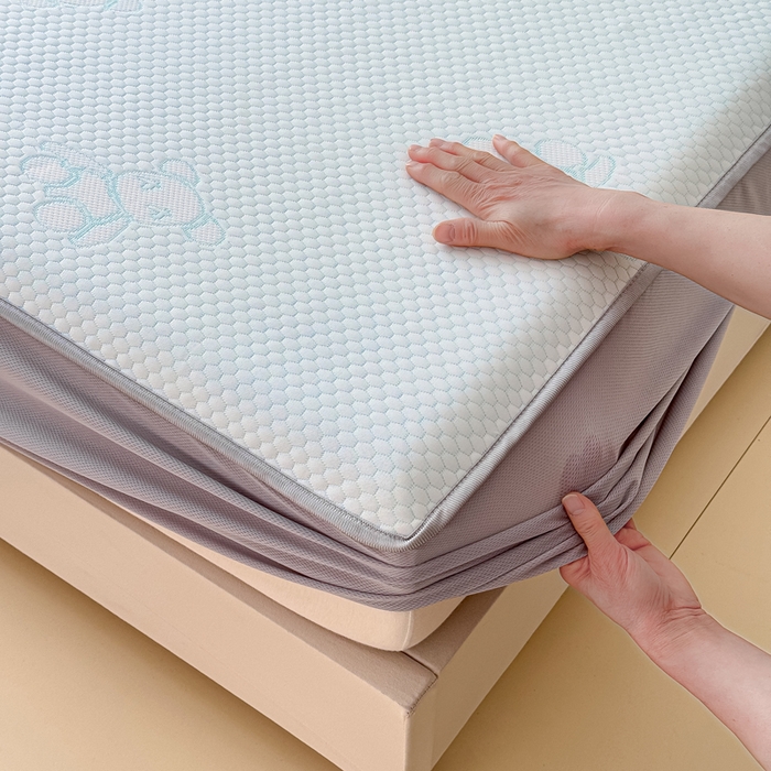 91家纺网 家纺一手货源 找家纺 小萌虎 2025新款冰豆豆凉席 床笠款 深蓝