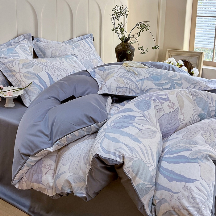 91家纺网 家纺一手货源 找家纺 梧桐树 2025新款100%全棉60S长绒棉套件 S21深海秘境-紫