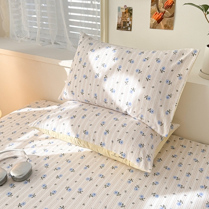 眠博士2025新款全棉老粗布枕套 老粗布枕套-小兰花