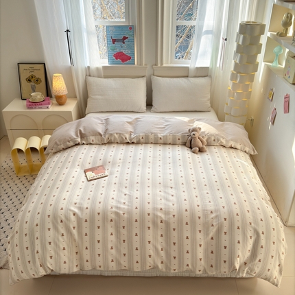 清雅福 2025全棉13372小清新四件套和单被套早春系列第二批--单被套 北欧熊